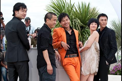 (L-R) Actor Wu Wei, director Lou Ye, actor Chen Sicheng, actress Tan Zhuo and actor Qin Hao at the photo call of "Spring Fever" at the 62nd Cannes Film Festival in Cannes